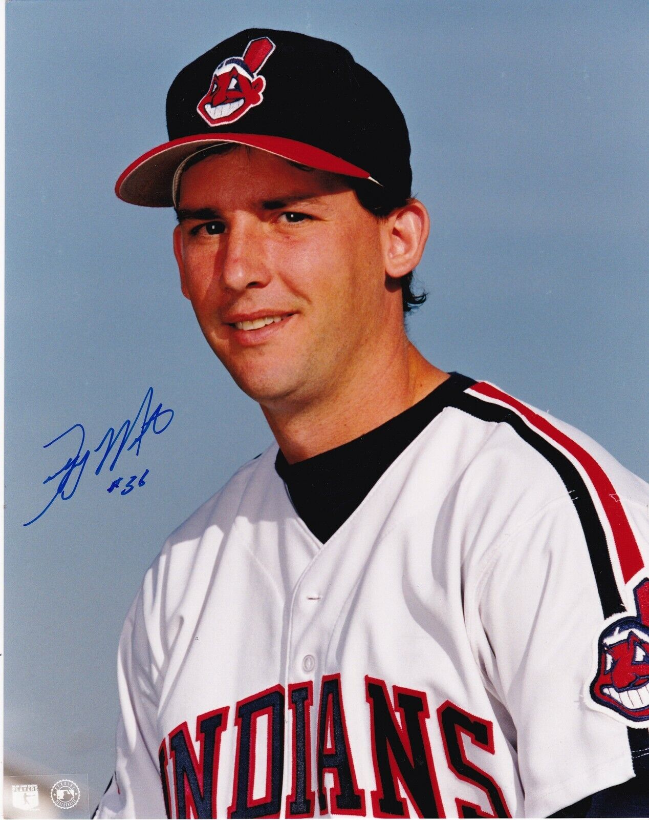 JEFF MUTIS CLEVELAND INDIANS ACTION SIGNED 8x10