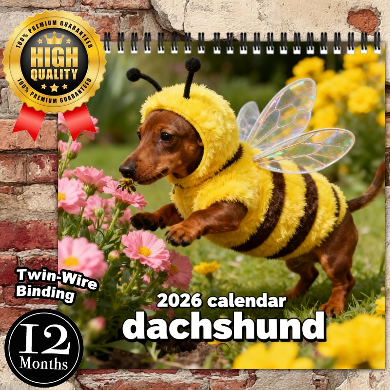 2026 Dachshund Wall Calendar &ndash; Cute Sausage Dog 12-Month Planner for Dog Lovers