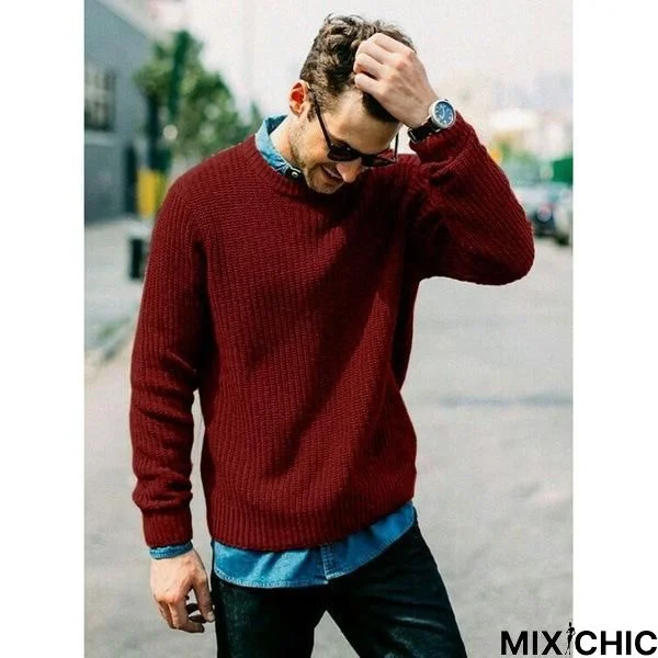 Men's Round Neck Knitted Sweater