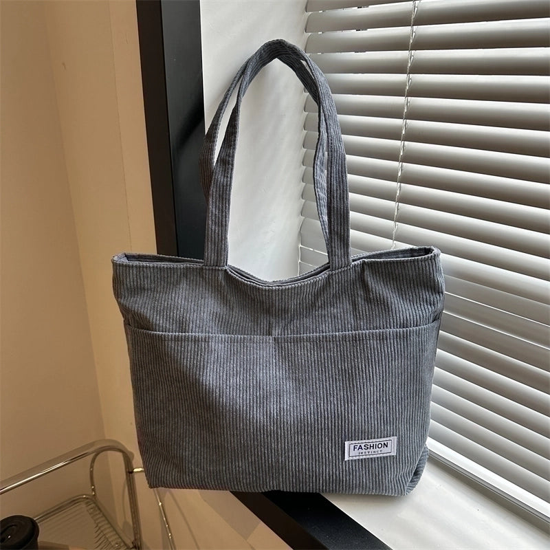 Women's Corduroy Solid Color Vintage Style Square Zipper Shoulder Bag