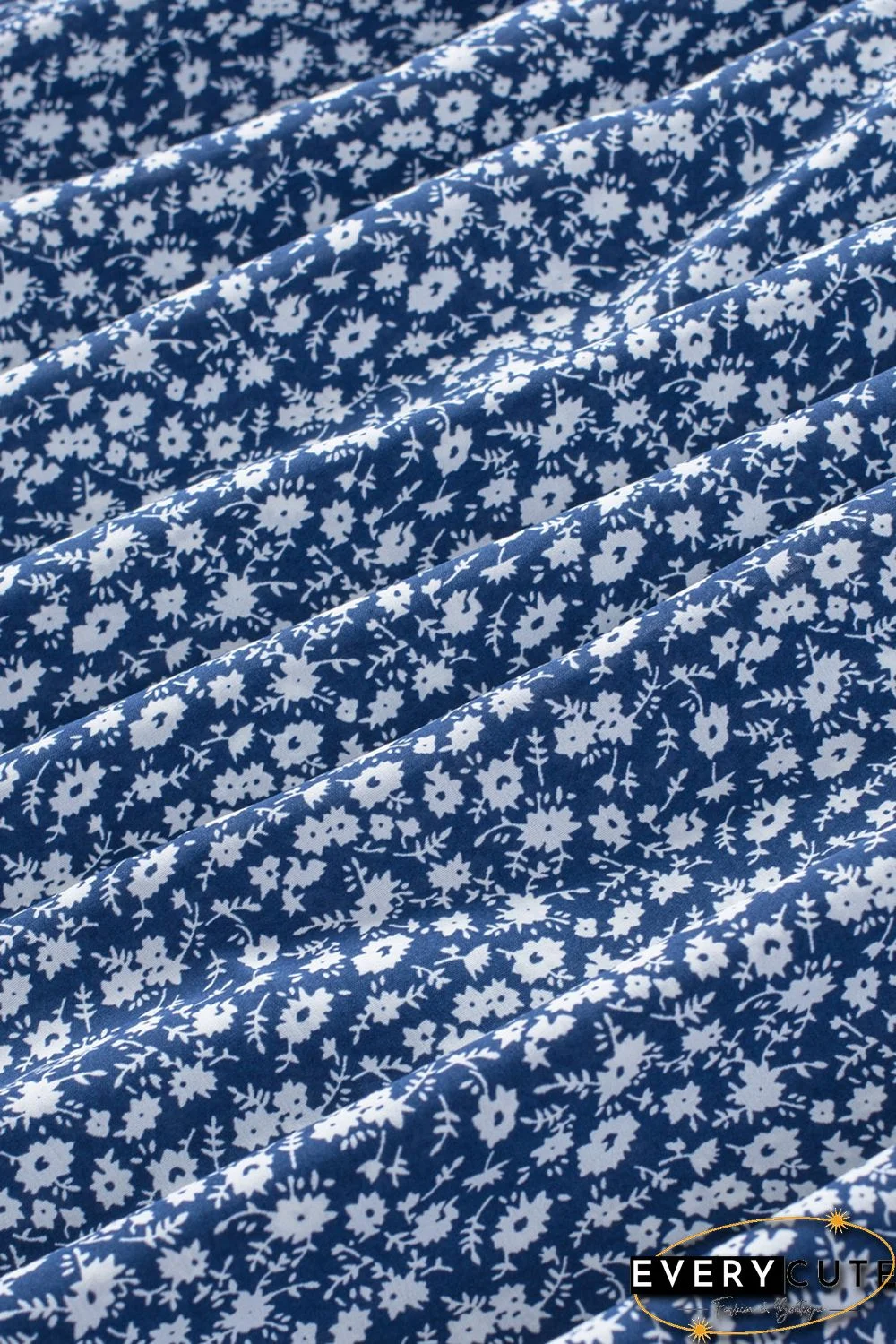 Sky Blue Floral Ruffled Straps Flowy Tank Top