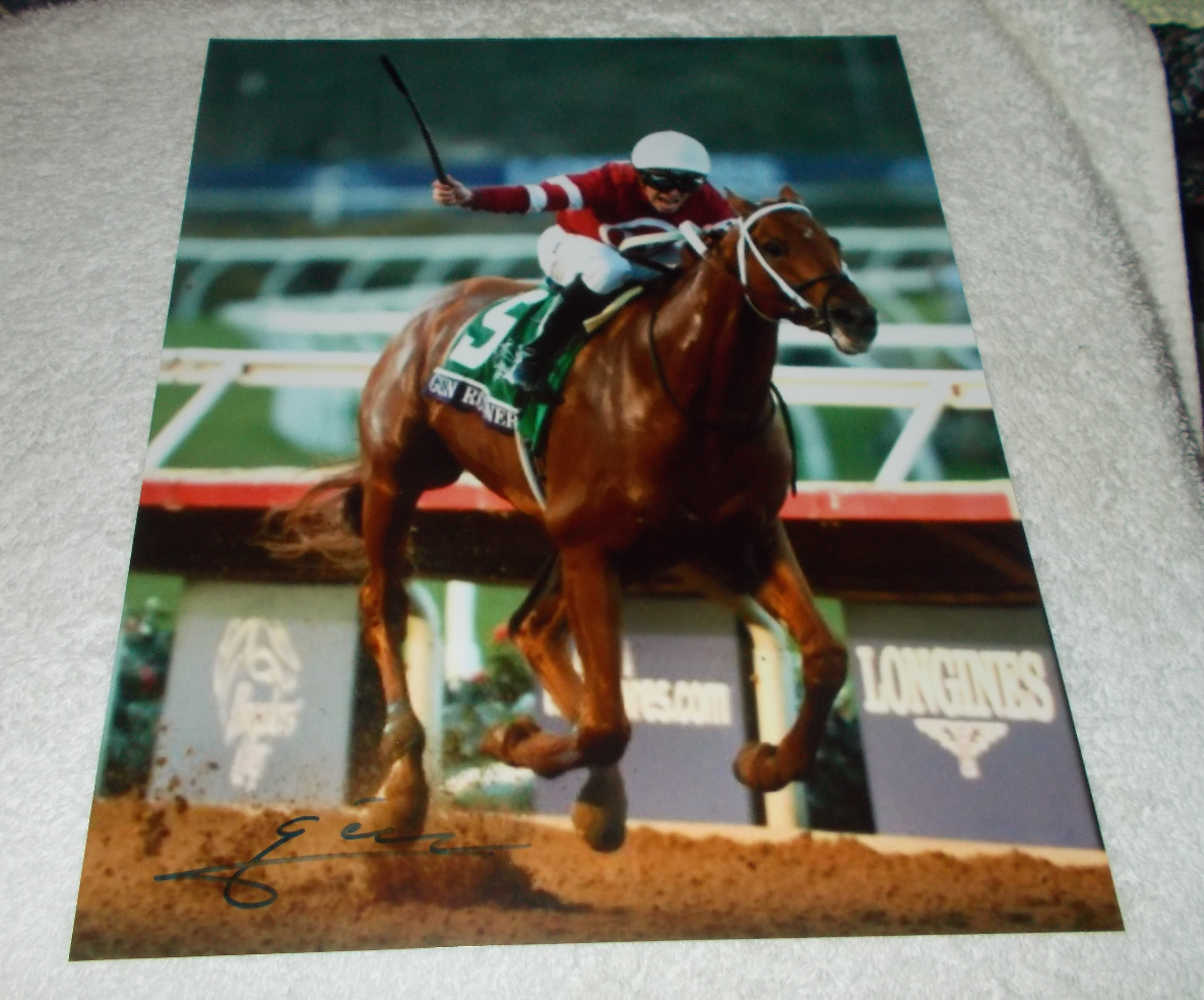 FLORENT GEROUX GUN RUNNER BREEDER'S CUP CLASSIC SIGNED 8x10 HORSE RACING Photo Poster painting