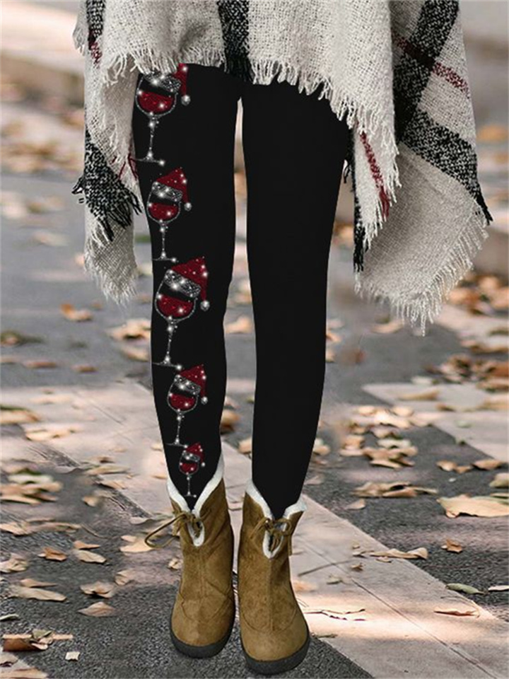 Women's Christmas Tight Printed Pantyhose Leggings High Waist Fashion Casual Daily Printed Stretch Full Length Warmth