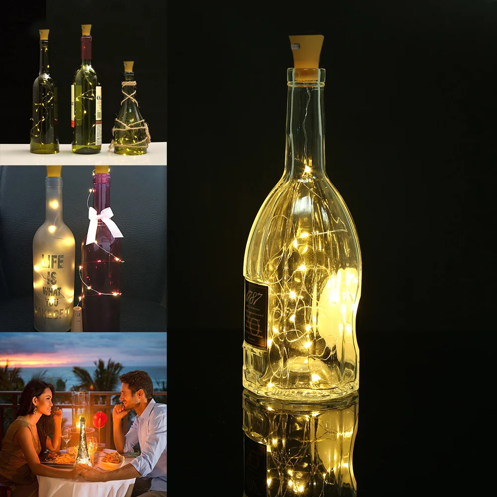 2m 20LED Solar Wine Bottle String Light Wedding Cork Garland Fairy Lamp