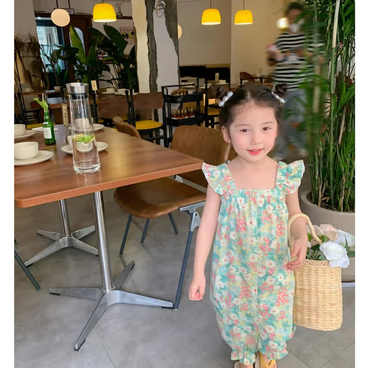 Toddler Girl Floral Ruffled Jumpsuit