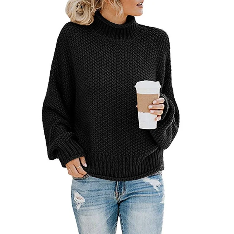 Turtleneck Women Sweater Jumpers Loose Autumn Long Sleeve Knitted Woman Pullovers Sweaters Casual 2020 Plus Size Winter Sweater