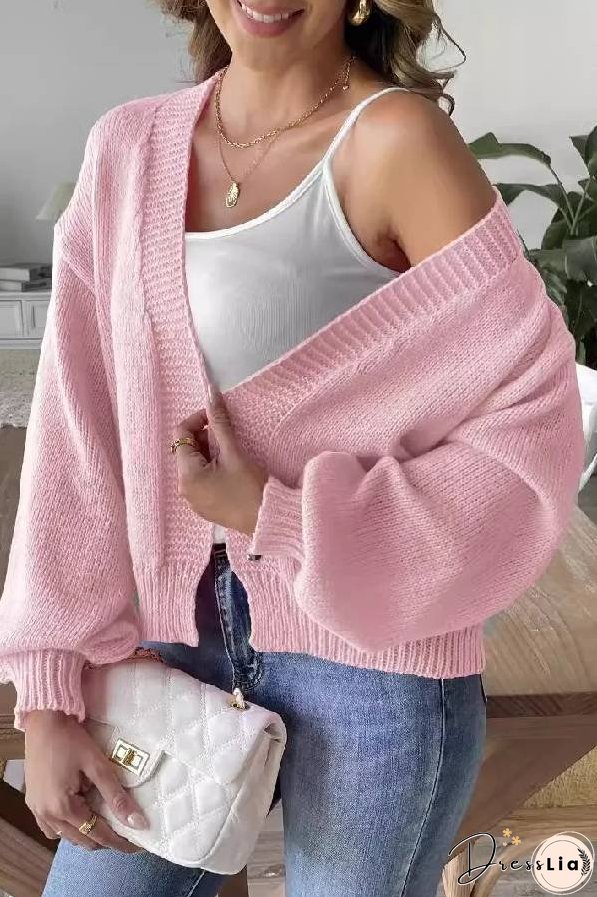 Fashion Trend Lantern Sleeve Simple Casual Coat