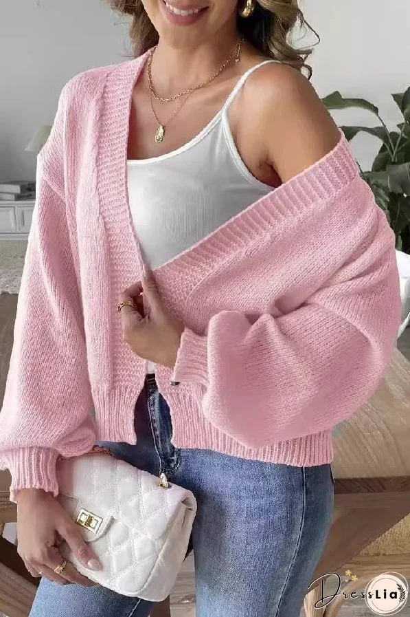 Fashion Trend Lantern Sleeve Simple Casual Coat