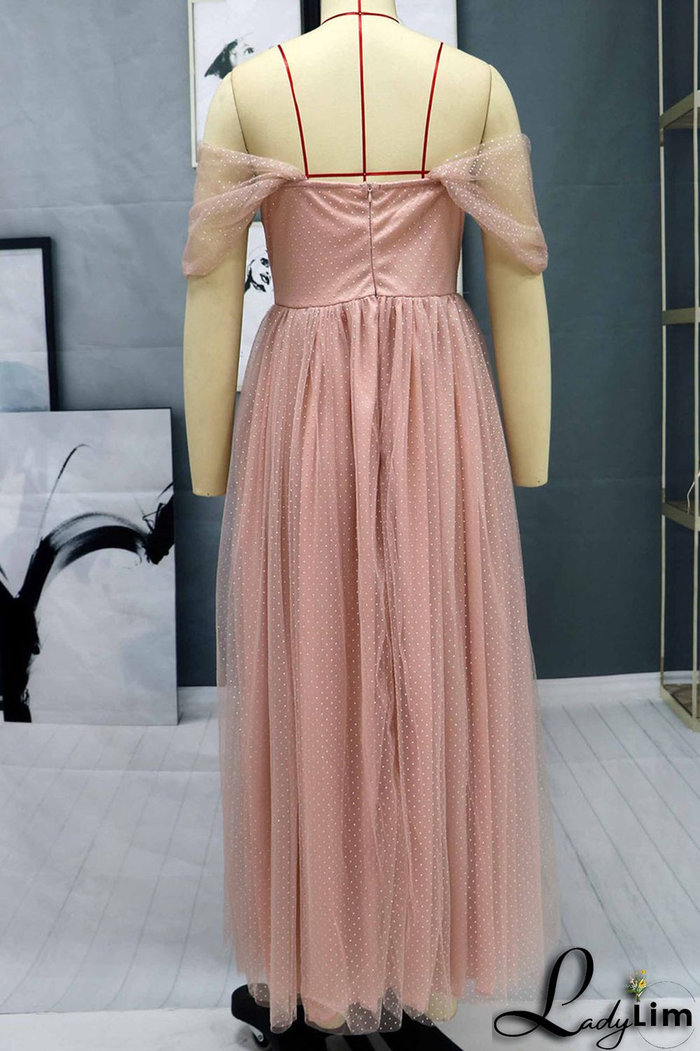 Apricot Sexy Elegant Solid Split Joint Strapless Evening Dress Dresses