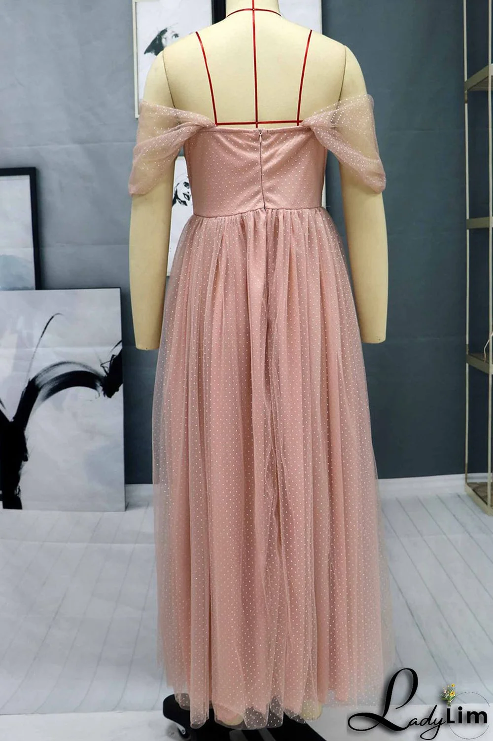Apricot Sexy Elegant Solid Split Joint Strapless Evening Dress Dresses