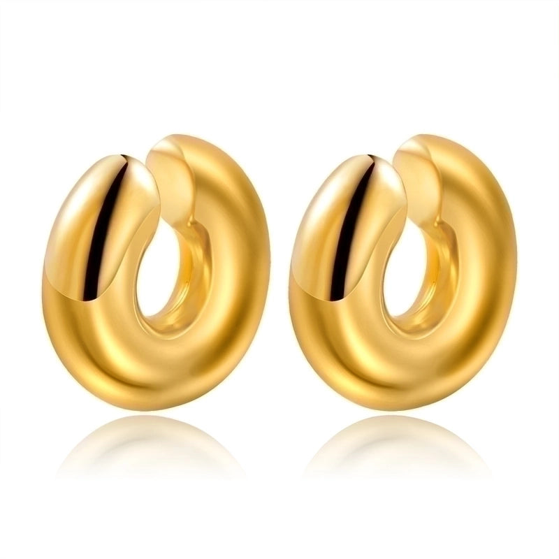 1 Pair Fashion Solid Color Plating 304 Stainless Steel 18K Gold Plated Earrings