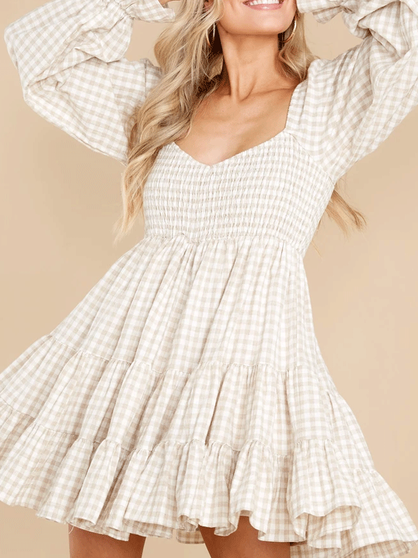 Long sleeve gingham dress