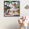 Vie d&rsquo;animaux de compagnie fille-plein diamant rond peinture-30 * 30cm