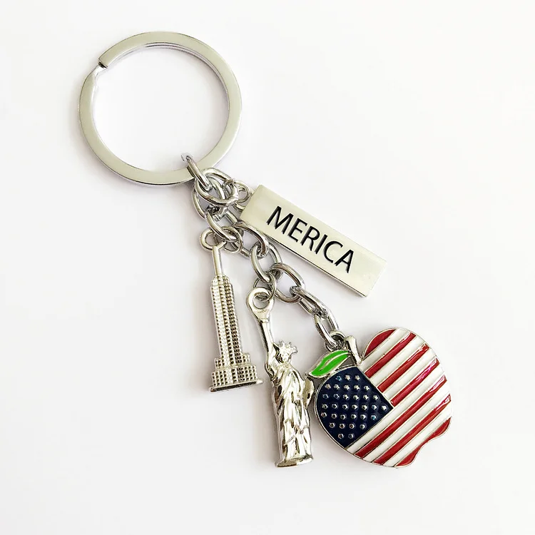 Personalize Statue of liberty keychain，Empire State Building Keychain，American Flag Patriotic Keychain