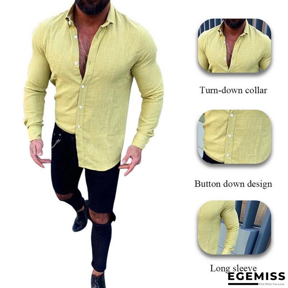 Men Fashion Long Sleeve Solid Button Shirts | EGEMISS