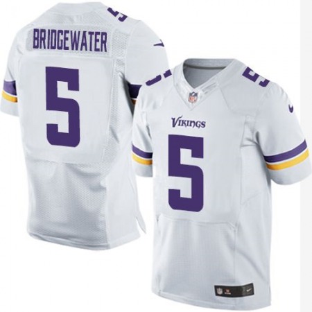 Vikings #5 Teddy Bridgewater White Men's Stitched NFL Elite Jersey