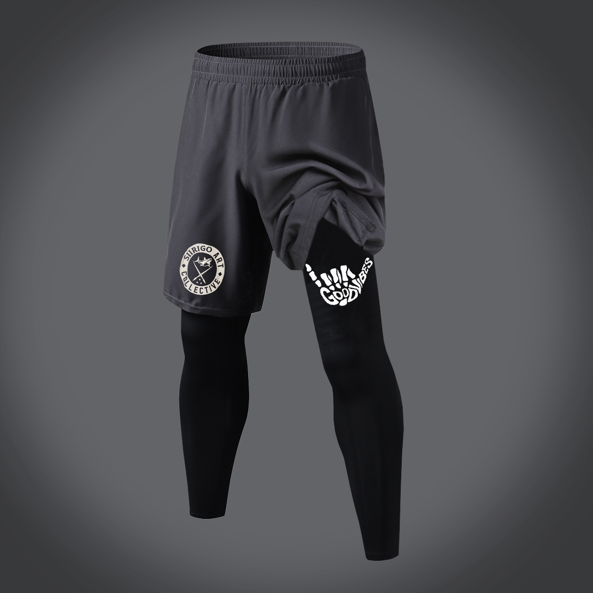 GOOD VIBES Bone Hand Graphic Print 2 in 1 Gym Workout With Leggings