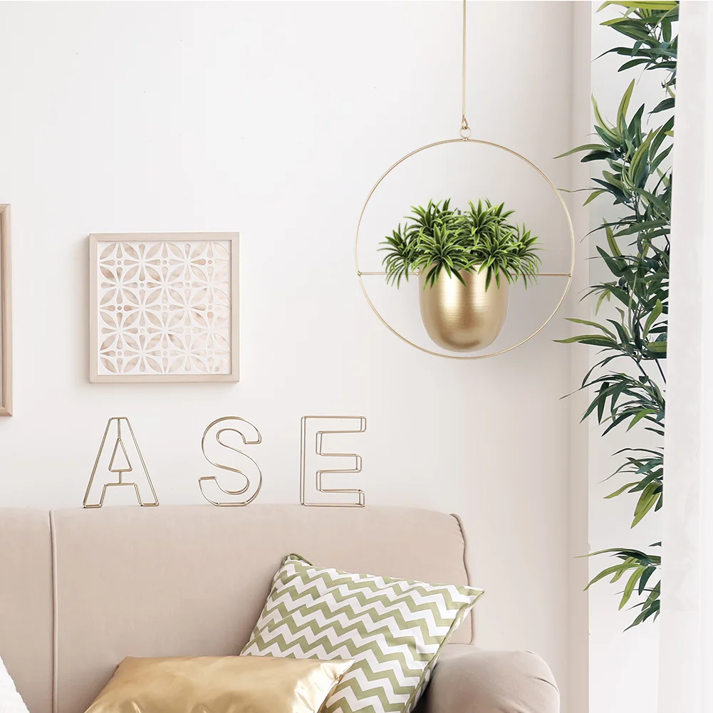 Nordic Hanging Flower Pot Balcony Plant Wall Mount Swinging Basket (Gloden)