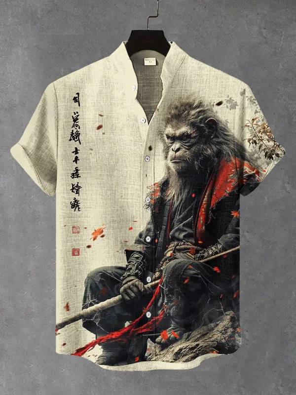 Men's The Monkey King Art Print Casual Shirt
