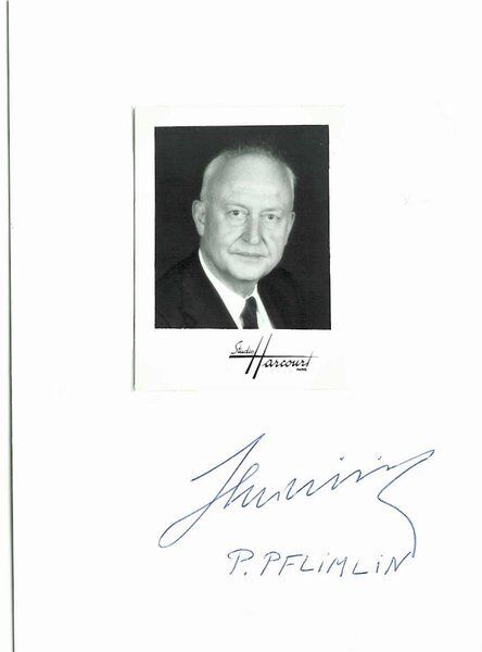 France Pierre Eugene Jean Pflimlin 1907-2000 signed card 4x6