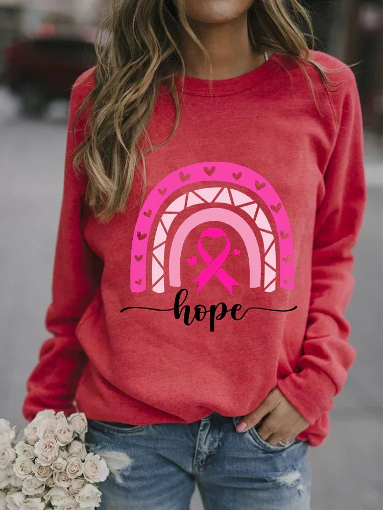 Hope Rainbow Ribbon Graphic Sweatshirt socialshop