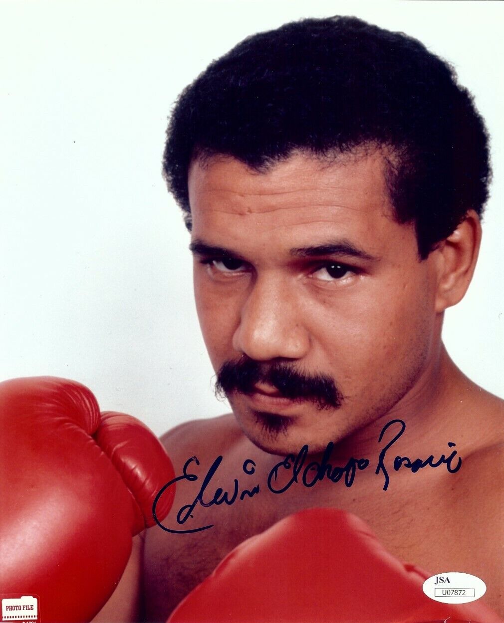 Edwin Chapo Rosario Autographed 8X10 Photo Poster painting Boxing Legend Close-Up JSA U07872