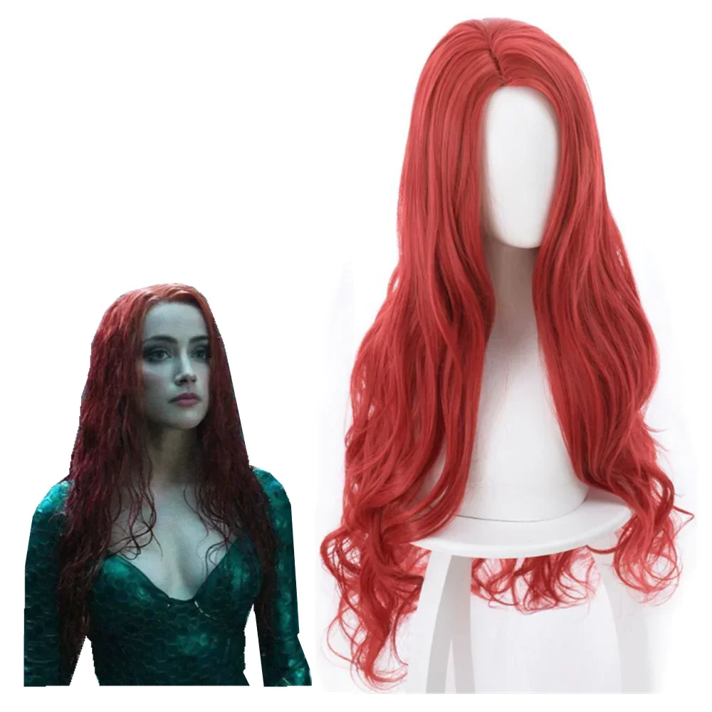 2018 Aquaman Mera Cosplay Wig Red 85CM Halloween Carnival Props