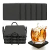 Square Slate Drink Coasters Set with Anti-Scratch Bottom for Home Office Kitchen
