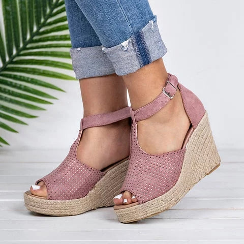 Women Fashion Adjustable Buckle Wedges Espadrille Sandals