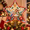 DIY Diamond Painting Christmas Tree Topper Star, Acrylic Holiday Tree Top Decoration with Spring Base, Removable Tabletop Christmas Decor