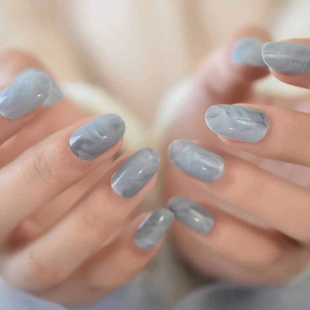 Purple Gum Glitter Starry Sky Design Full Cover Nails Coffin Medium-Short Putty Lovely Charms Reuseable Detachable False Nails-Nail Inspo