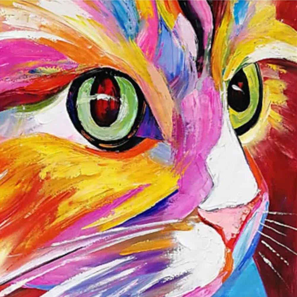 

30x30cm Round Drill Diamond Painting-Cat, 501 Original