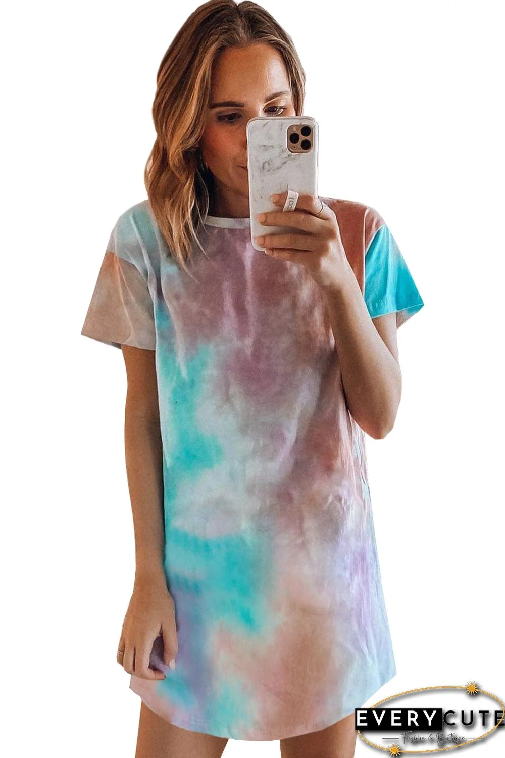 Ombre Multicolor Cotton T-shirt Dress