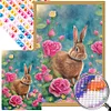 (40*60cm)Flowers Rabbit - Round AB Drill Diamond Painting