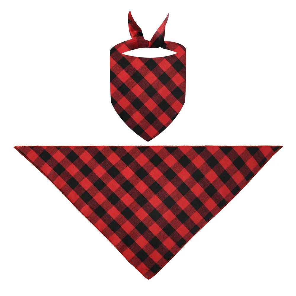 "Christmas With My Tribe" Pattern Ⅱ - Black Short Sleeve with Red & Black Plaid Pant Family Matching Pajamas