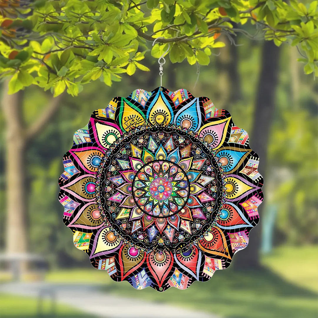 Mandalas Hanging Wind Spinner 360 Degree Rotating 3D Garden Wind Spinners 10-Inch Hanging Wind Catcher Art Gift for Home Garden Halloween Christmas (03)