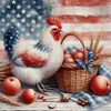 American Flag And Hen-11CT Stamped Cross Stitch 40*40cm/15.75*15.75in