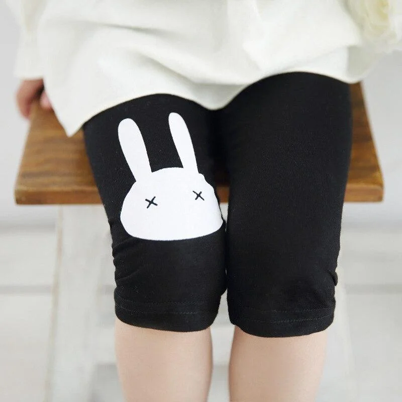Girls Leggings Summer Cute Casual Pants for Kids Girl Cartoon Rabbit Short Pants Children Candy Colors Knee Length Leggings