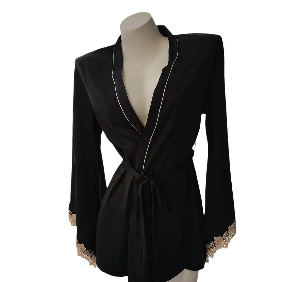 Sdrawing Sdrawing Sexy Lace Bathrobe Simple With Soft Ice Skate High Quality Night Goibeth 2025 New Lace Morning Robe