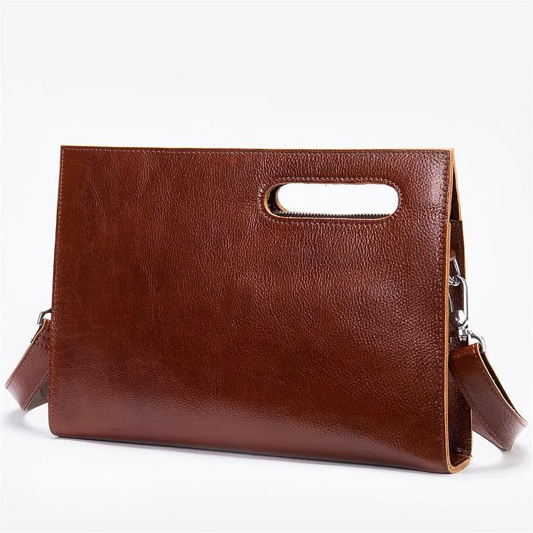 Classic Style Casual Men's Clutch Genuine Leather Business Shoulder Bag