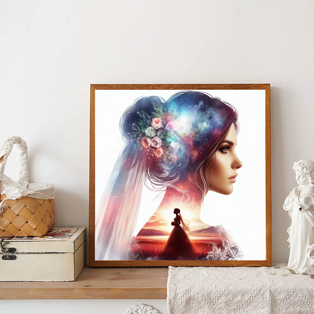 Diamond Painting - Full Round Drill - Romantic Wedding Silhouette(Canvas|30*30cm)