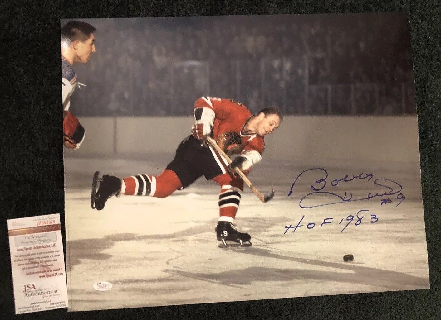 Bobby Hull Signed Autographed Chicago Black Hawks 16x20 COA JSA HOF 1983