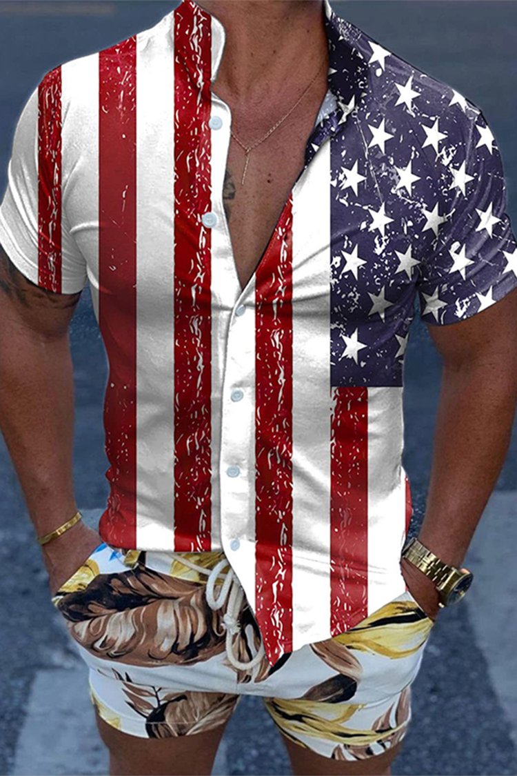 Tiboyz Men's Flag Short Sleeve Shirt