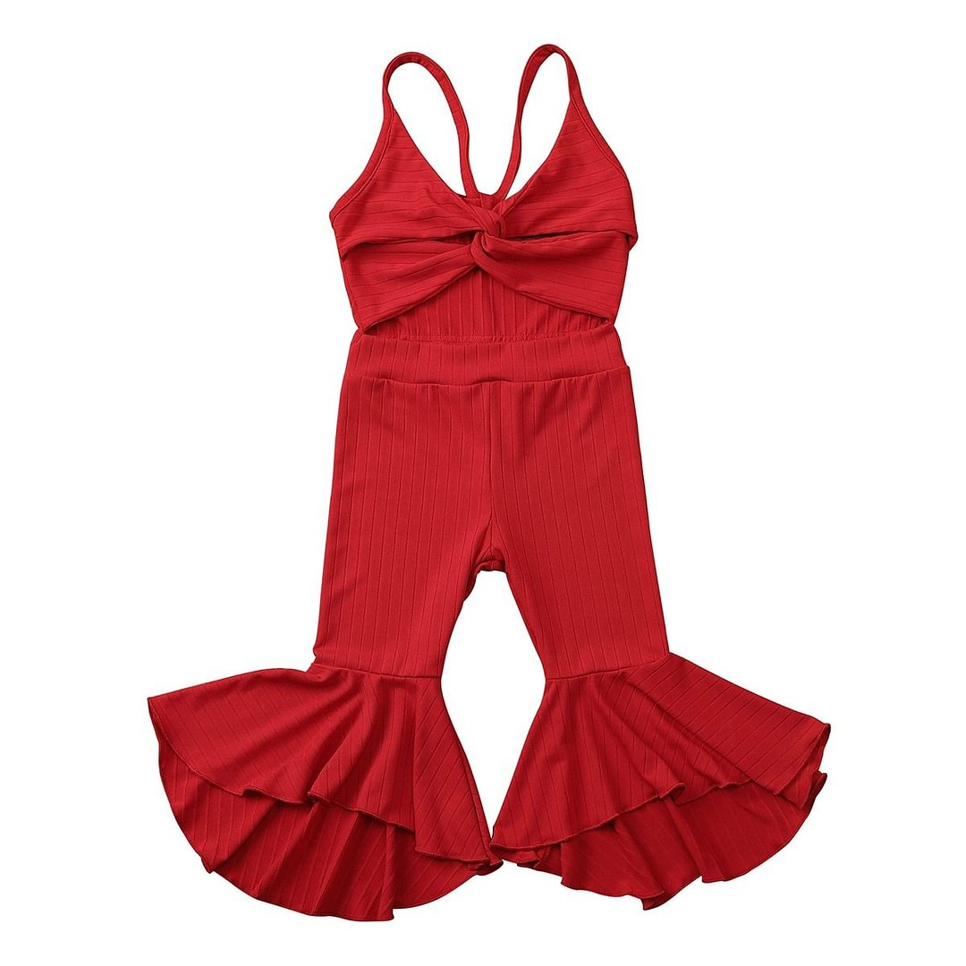 1-6T Newborn Infant Baby Kid Girl Summer Romper Ribbed Solid Jumpsuit Bowknot Hollow Out Sunsuit Clothes