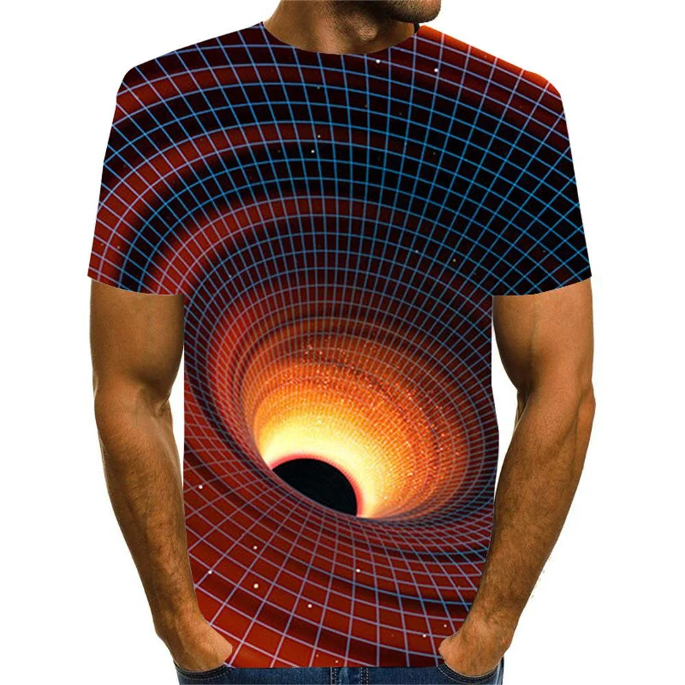 3D Graphic Short Sleeve Shirts Black Hole