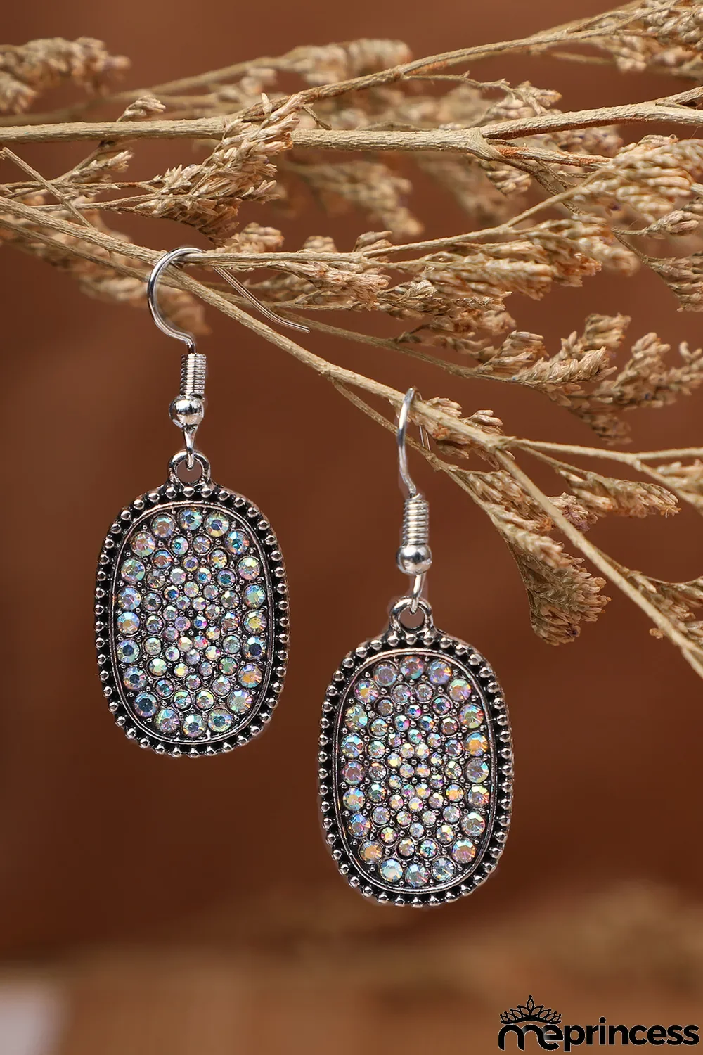 Multi-color Antique Silvery Hook Earrings