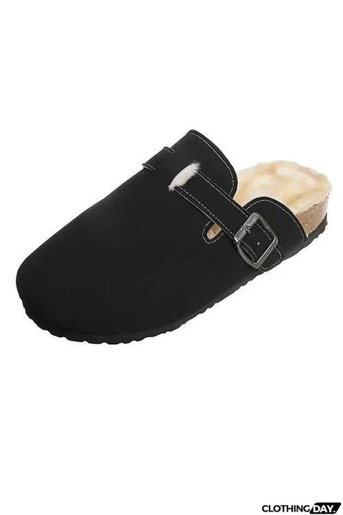Shearling Suede Clogs Mules