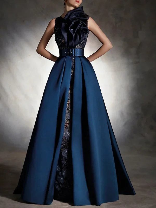 Lace Solid Color Two-Piece Maxi Dress