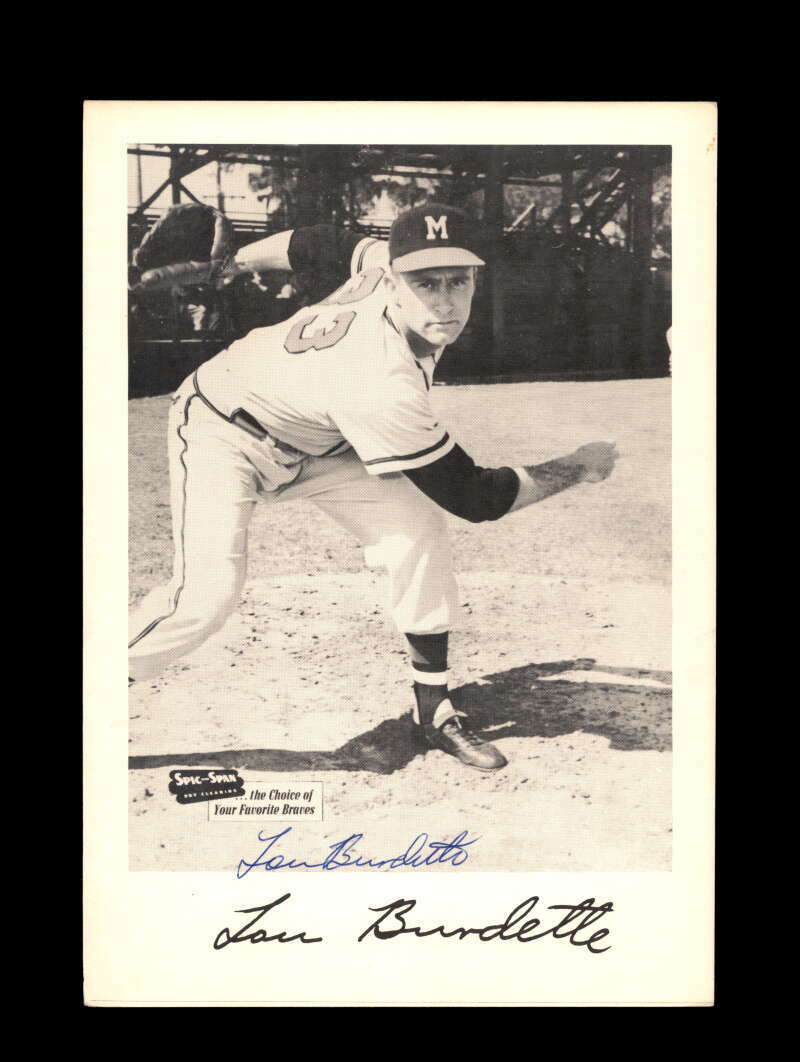 Lou Burdette JSA Coa Signed 7x10 Photo Poster painting 1953 Milwaukee Braves Spic And Span