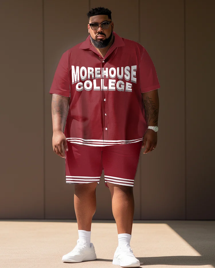 Men's Plus Size College Style Morehouse College Short Shirt Uniform Suit